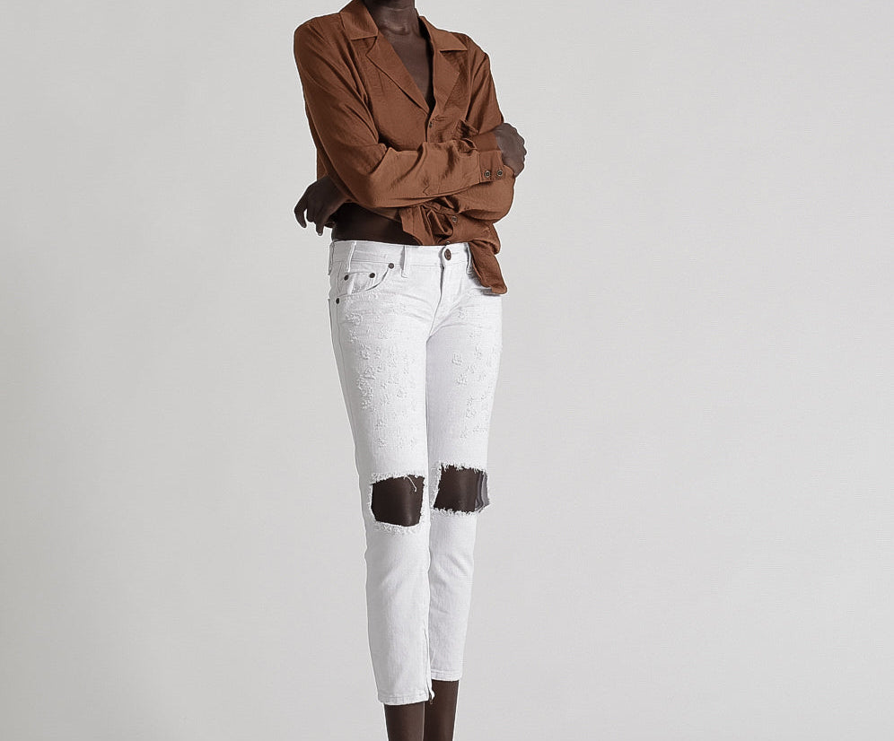 Freebirds Low Waist Rigid Skinny Denim Jeans - White Beauty