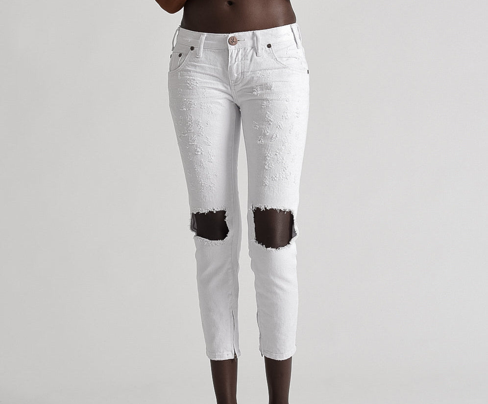 Freebirds Low Waist Rigid Skinny Denim Jeans - White Beauty