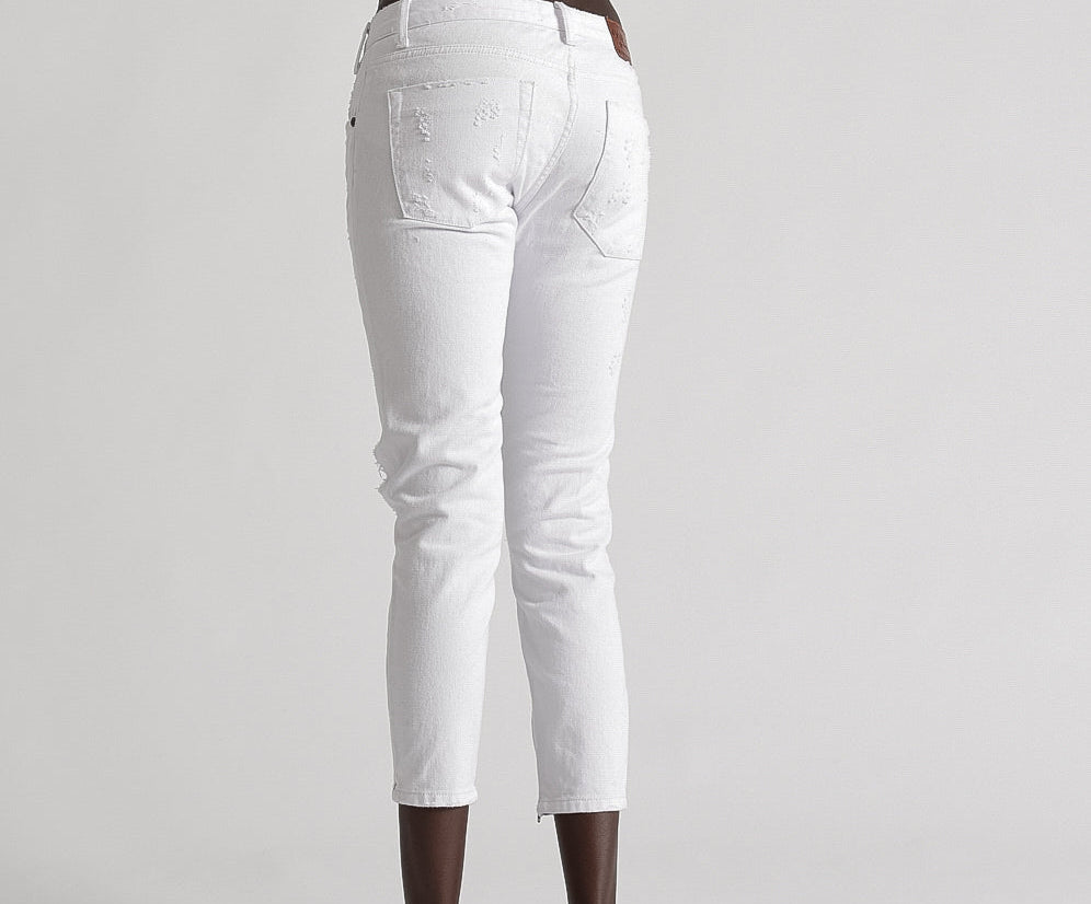 Freebirds Low Waist Rigid Skinny Denim Jeans - White Beauty