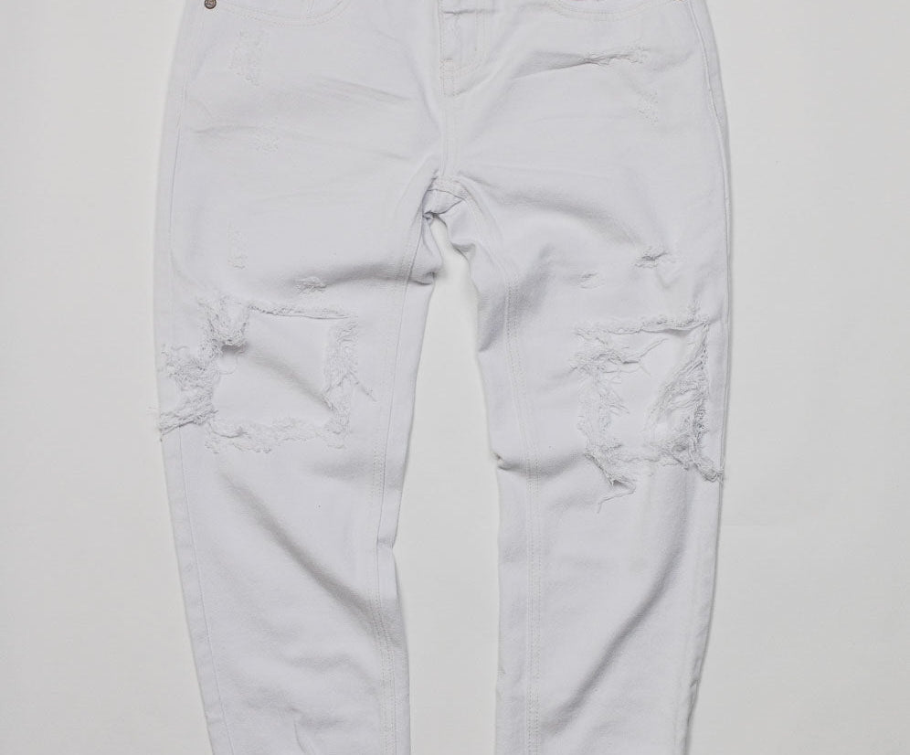 Awesome Baggies Low Waist Straight Leg Denim Jeans - White Beauty