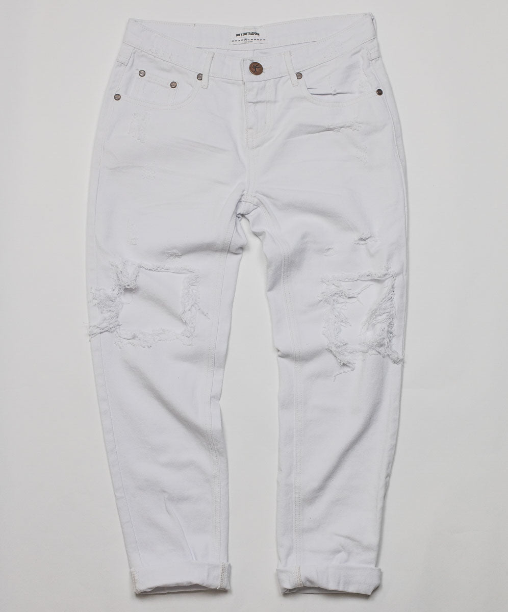 Awesome Baggies Jeans Awesome Baggies Low Waist Straight Leg Denim Jeans - White Beauty