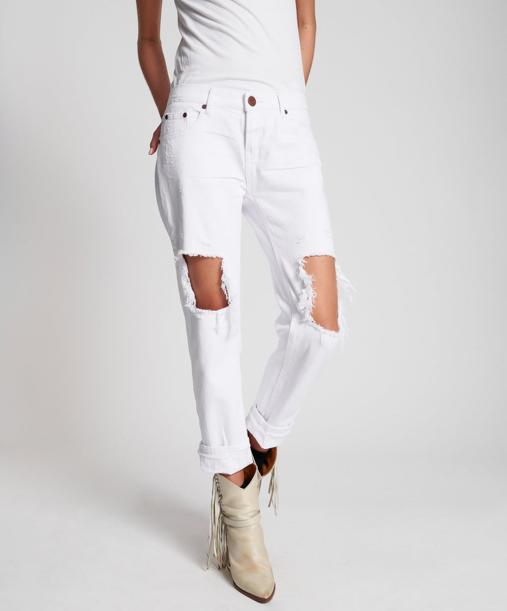 Awesome Baggies Jeans Awesome Baggies Low Waist Straight Leg Denim Jeans - White Beauty