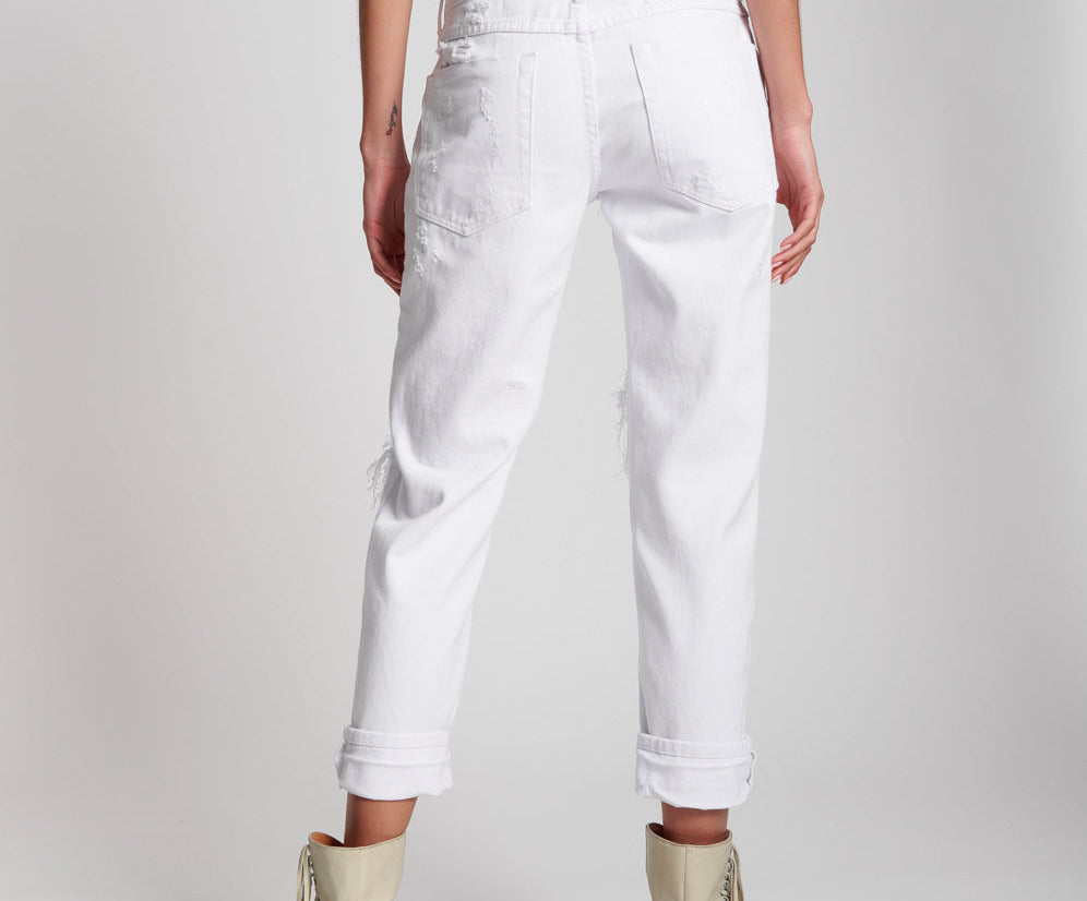 Awesome Baggies Low Waist Straight Leg Denim Jeans - White Beauty