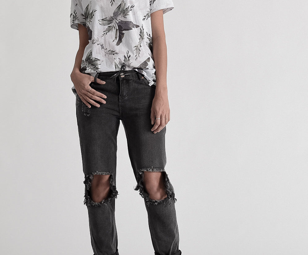 Awesome Baggies Low Waist Straight Leg Denim Jeans - Basalt Black