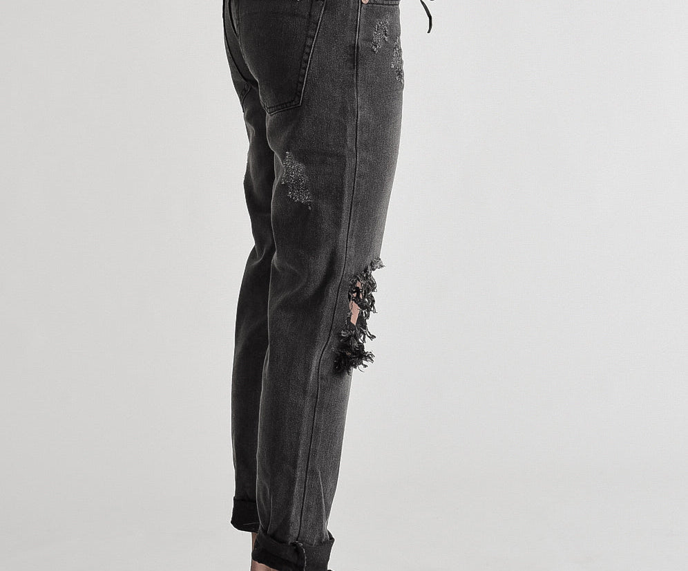 Awesome Baggies Low Waist Straight Leg Denim Jeans - Basalt Black
