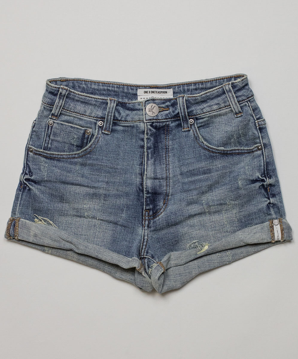 HARLETS HIGH WAIST STRETCH DENIM SHORTS