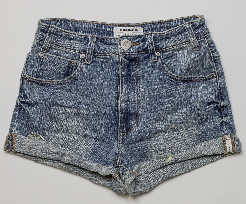 HARLETS HIGH WAIST STRETCH DENIM SHORTS