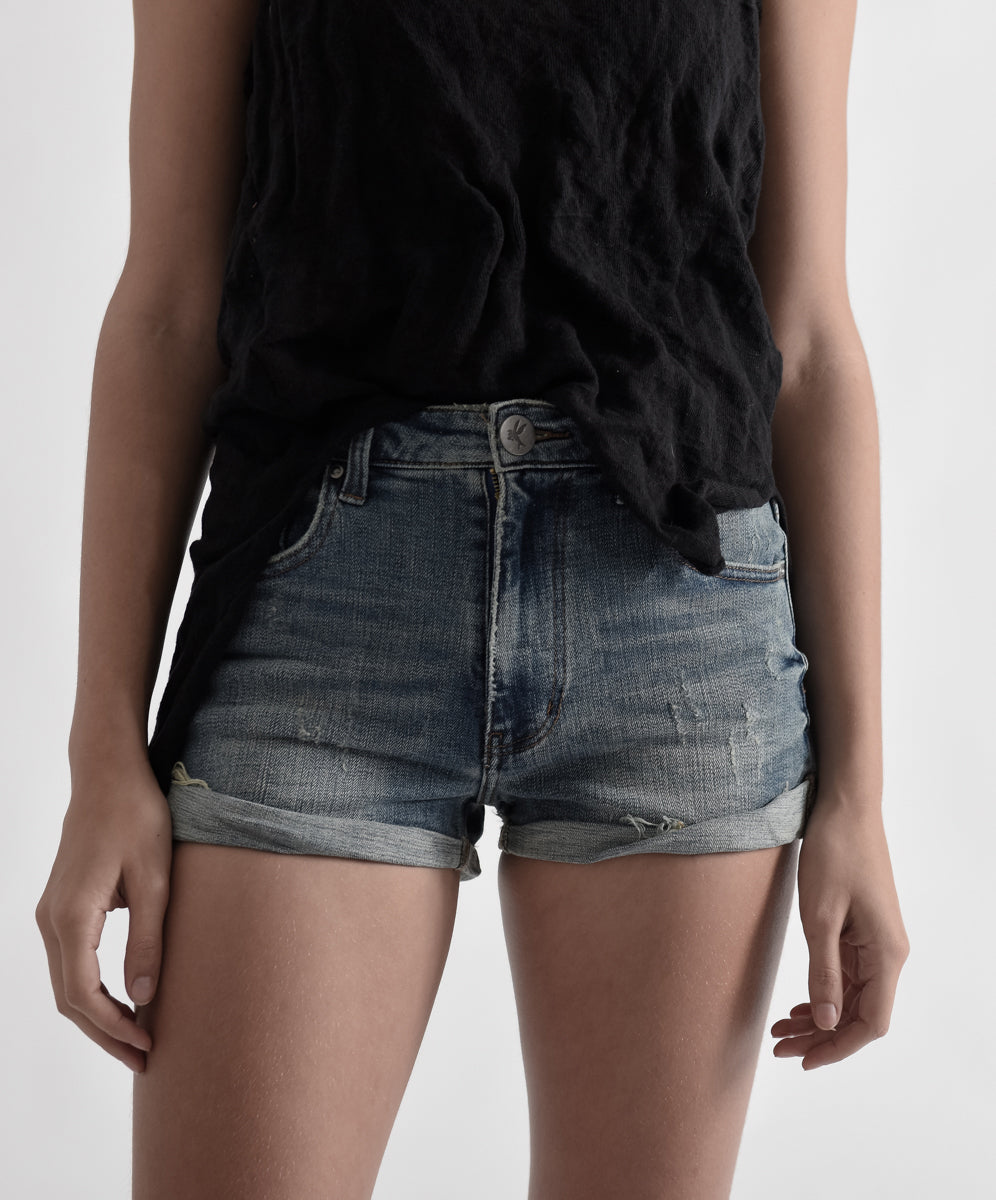 HARLETS HIGH WAIST STRETCH DENIM SHORTS