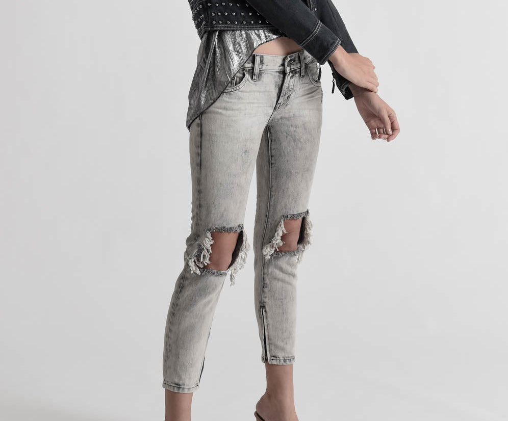 FREEBIRDS LOW WAIST RIGID SKINNY JEANS GREY