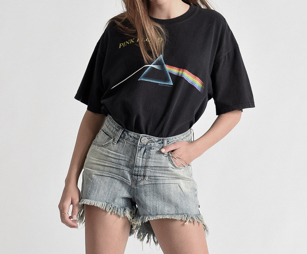 HAWKS HIGH WAIST DENIM SHORTS