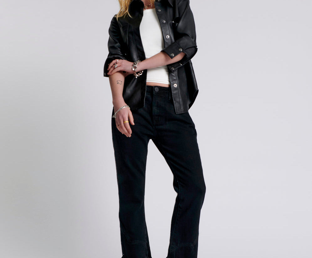 Kicks Low Waist Kick Flared Denim Jeans - Black Oak