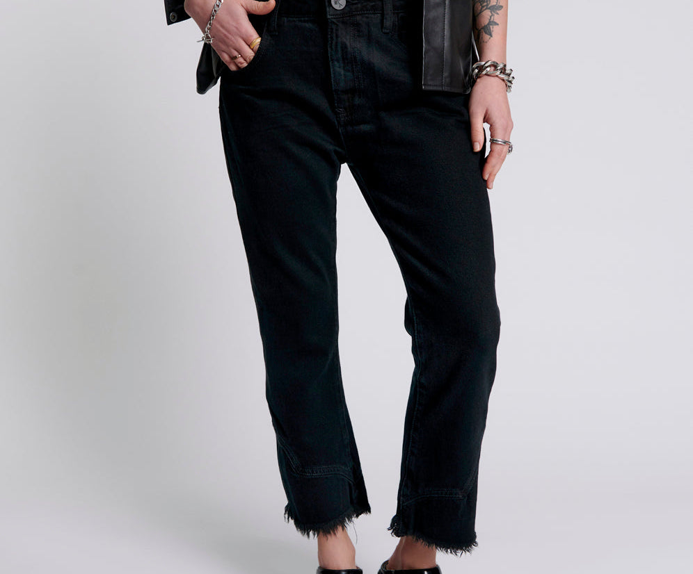 Kicks Low Waist Kick Flared Denim Jeans - Black Oak