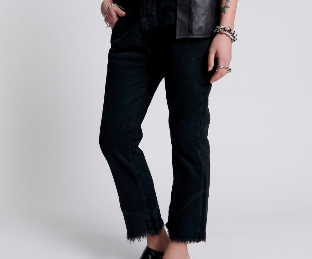 Kicks Low Waist Kick Flared Denim Jeans - Black Oak