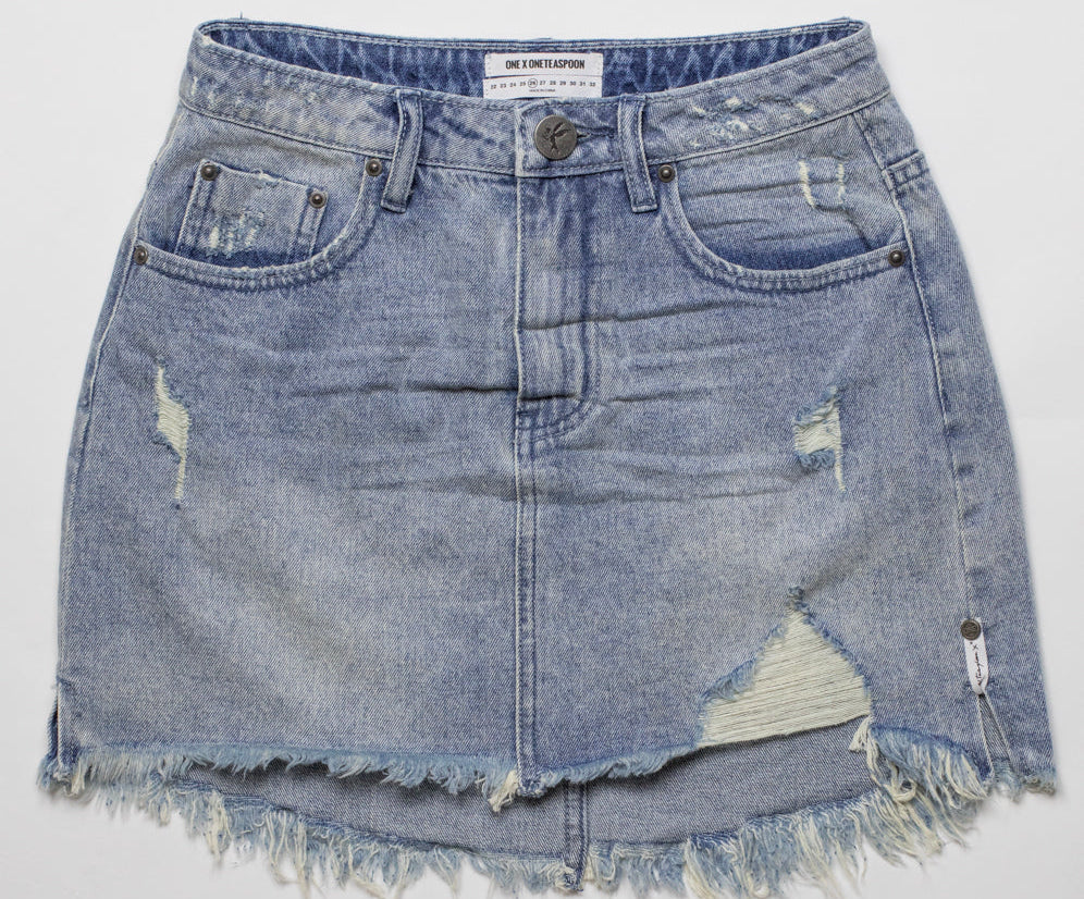 BLUE STORM 2020 MINI HIGH WAIST DENIM SKIRT