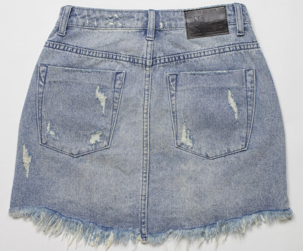 BLUE STORM 2020 MINI HIGH WAIST DENIM SKIRT