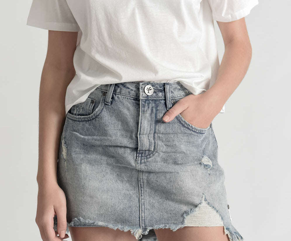 BLUE STORM 2020 MINI HIGH WAIST DENIM SKIRT