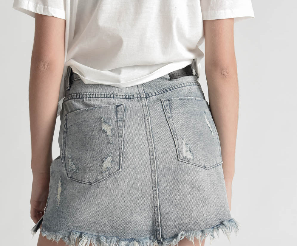 BLUE STORM 2020 MINI HIGH WAIST DENIM SKIRT