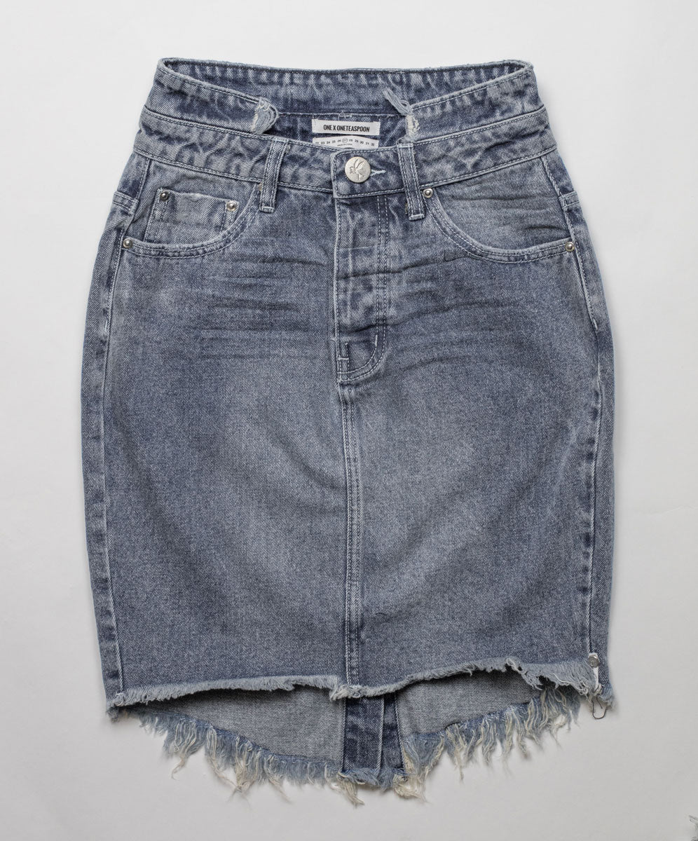 Outlet Sale Women's Denim Skirts 2020 High Waist Mini Denim Skirt - Blue Society