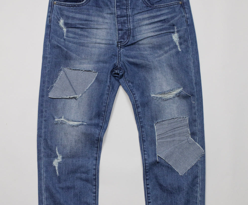 Hooligans Low Waist Relaxed Straight Leg Denim Jeans - Blue Cult