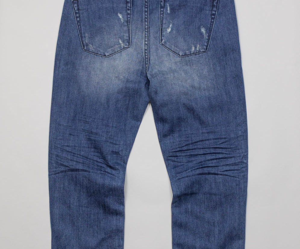 Hooligans Low Waist Relaxed Straight Leg Denim Jeans - Blue Cult