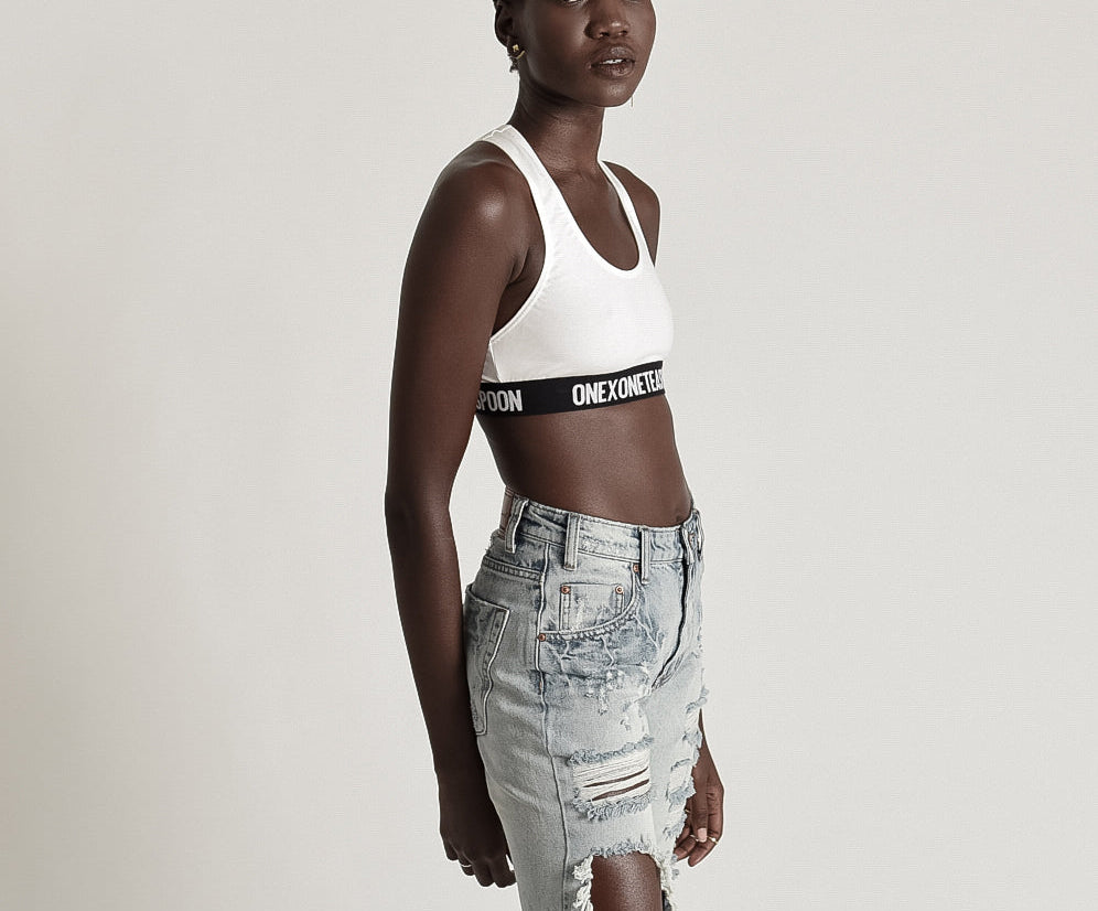 One X Runner Crop Bralette - White