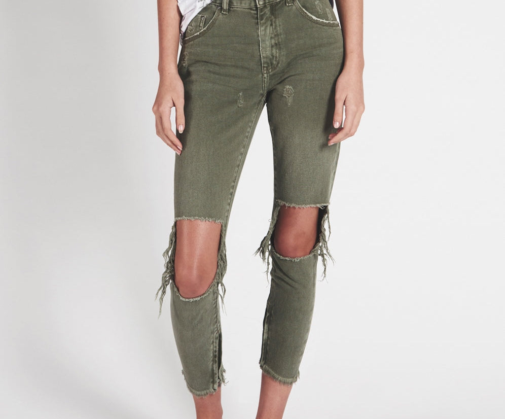 SUPER KHAKI HIGH WAIST FREEBIRDS SKINNY PANT
