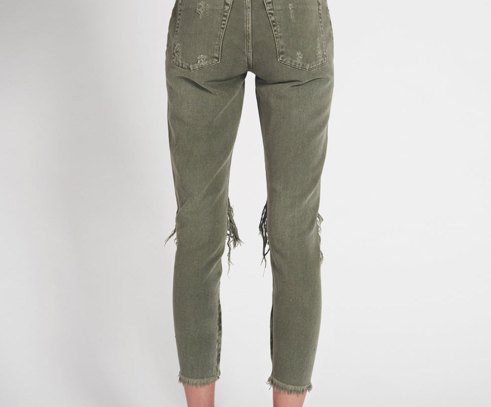 SUPER KHAKI HIGH WAIST FREEBIRDS SKINNY PANT
