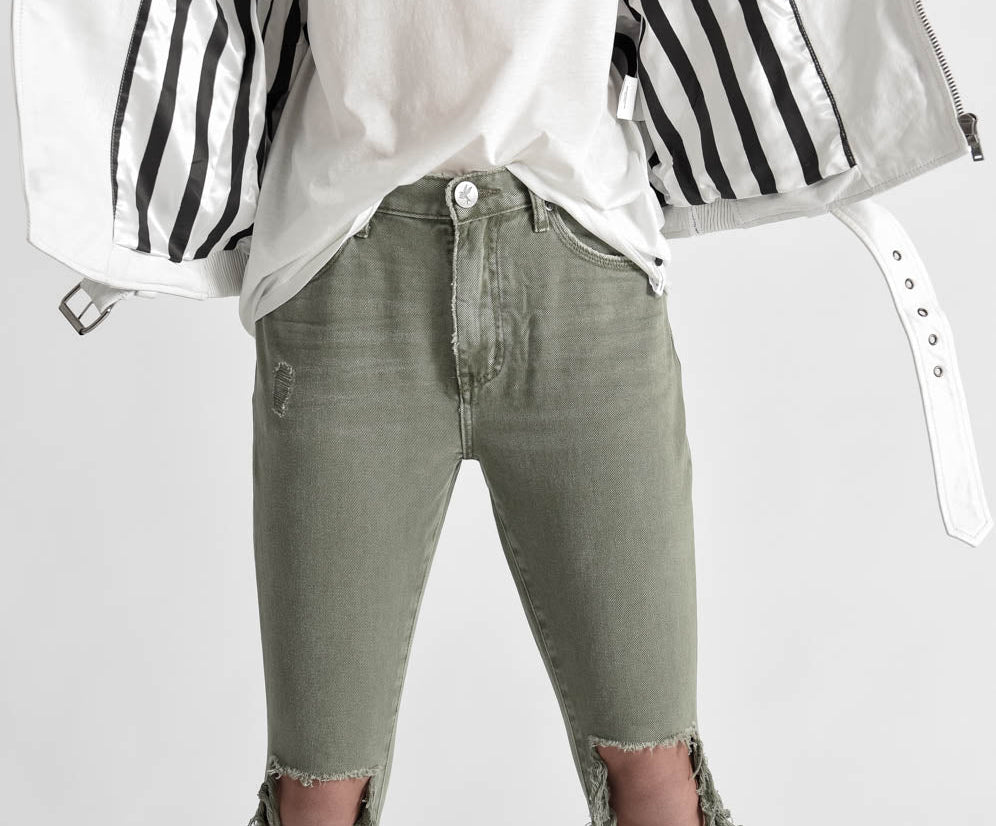 SUPER KHAKI HIGH WAIST FREEBIRDS SKINNY PANT