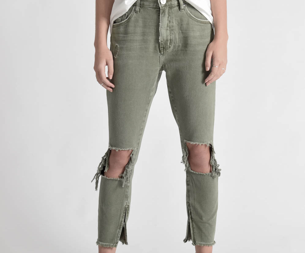 SUPER KHAKI HIGH WAIST FREEBIRDS SKINNY PANT