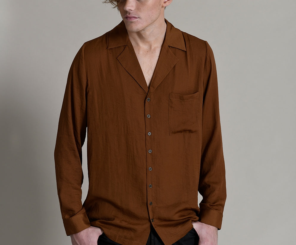 SUPERIOR FAUX SILK LONG SLEEVE SHIRT
