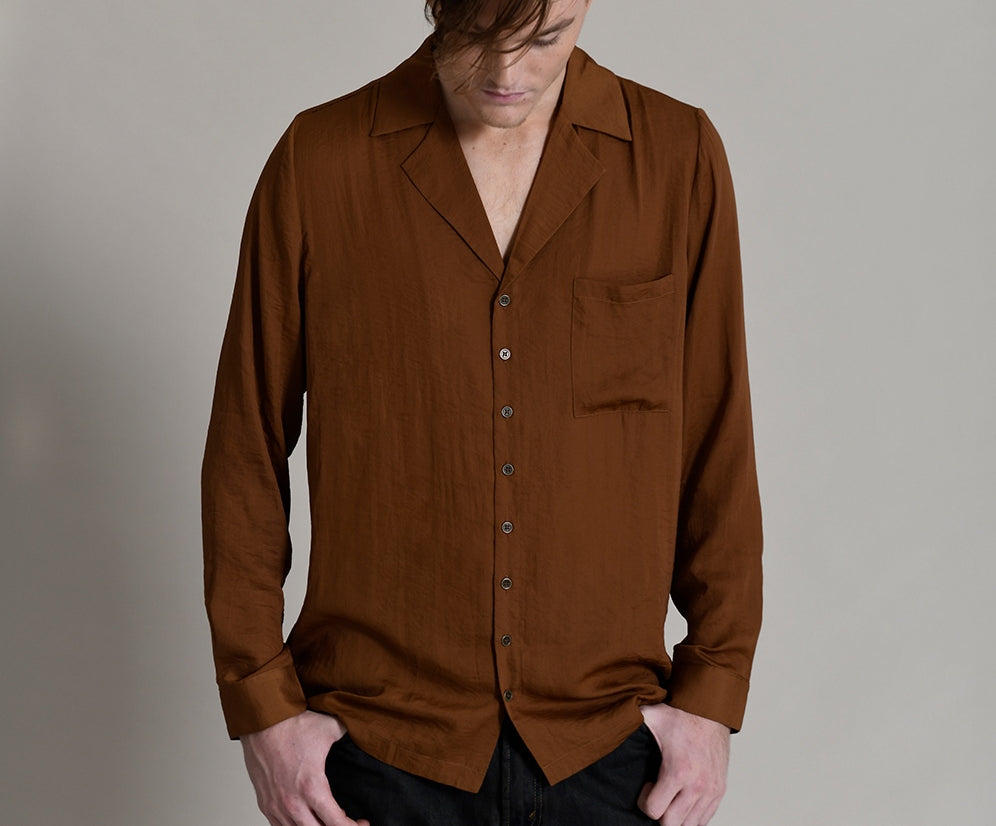 SUPERIOR FAUX SILK LONG SLEEVE SHIRT