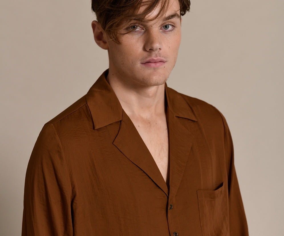 SUPERIOR FAUX SILK LONG SLEEVE SHIRT