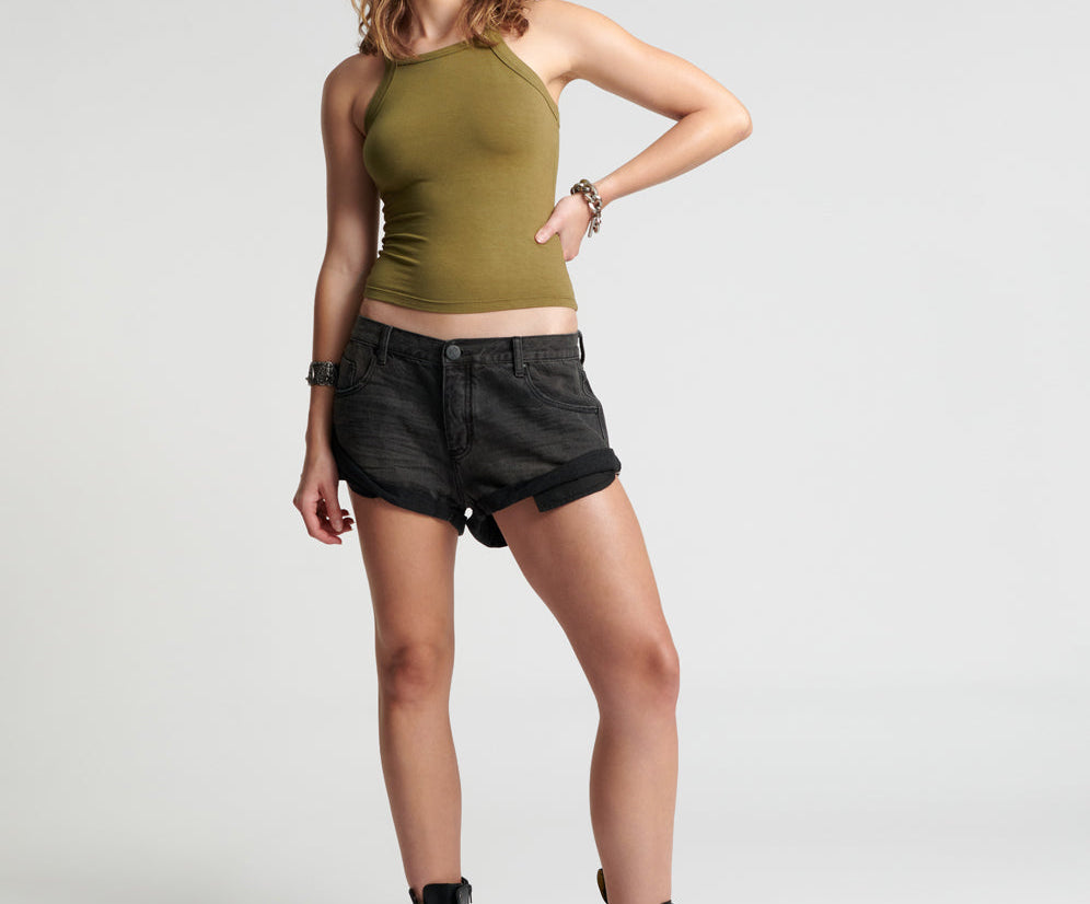 Bandits Low Waist Denim Shorts - Archived Double Bass Black