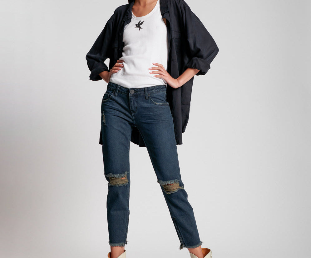 Freebirds Low Waist Rigid Skinny Denim Jeans - Fox Black