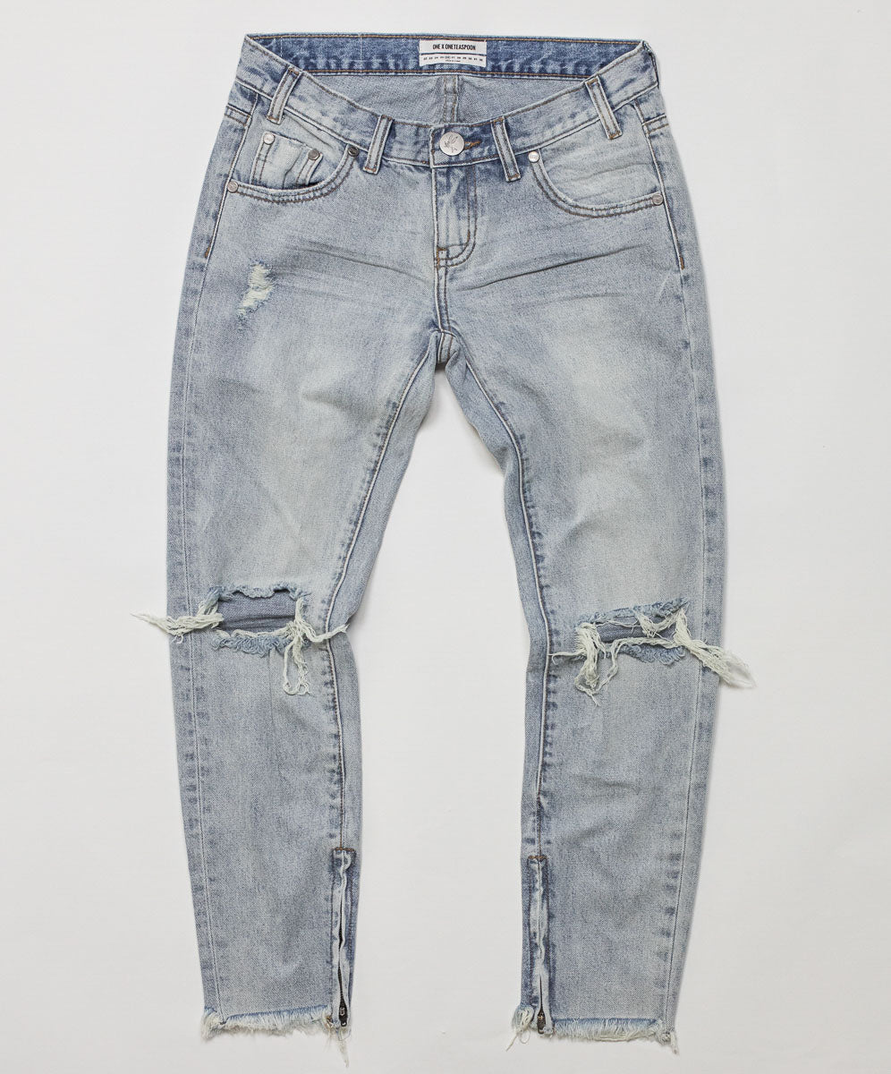 25% Off Sale Freebirds Low Waist Rigid Skinny Denim Jeans - Blue Hart