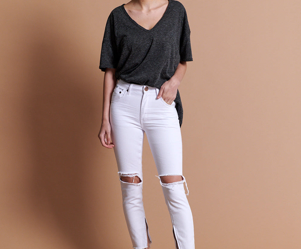 Freebirds High Waist Rigid Skinny Denim Jeans - White Beauty