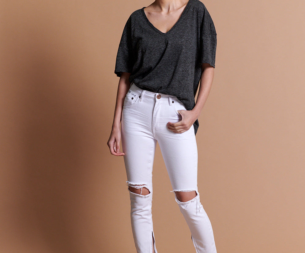 Freebirds High Waist Rigid Skinny Denim Jeans - White Beauty