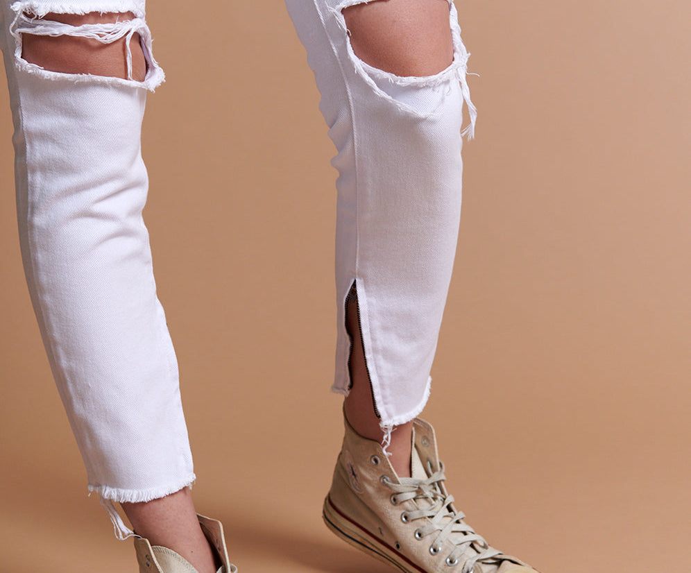 Freebirds High Waist Rigid Skinny Denim Jeans - White Beauty