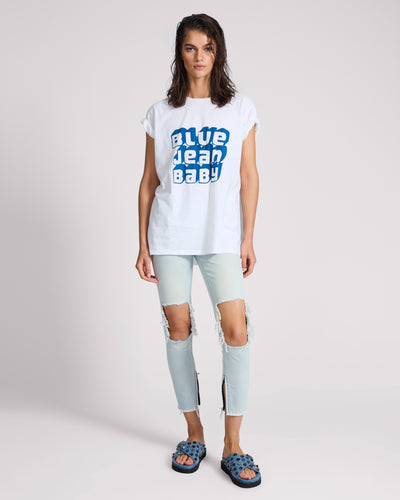 Freebirds High Waist Rigid Skinny Ripped Denim Jeans - Brando Blue