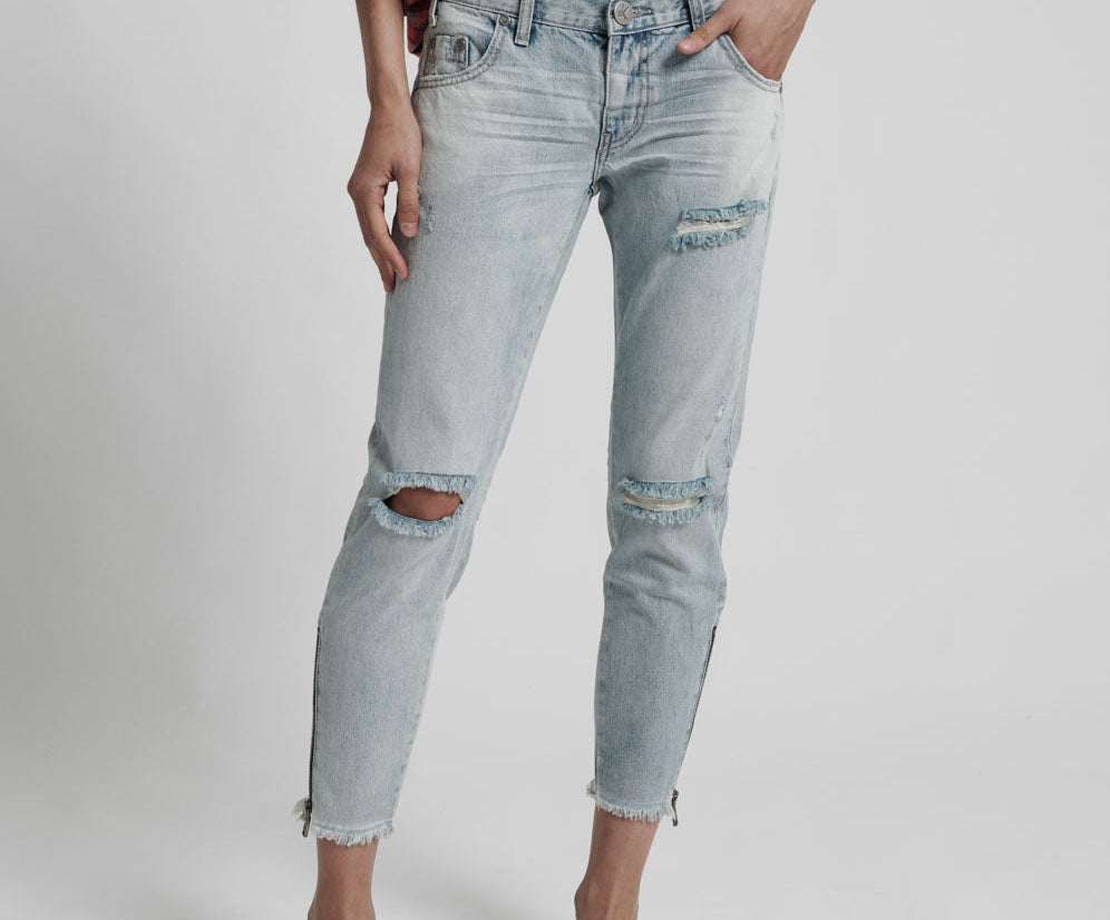 SUNBLEACH BLUE FREEBIRDS LOW WAIST RIGID SKINNY JEANS