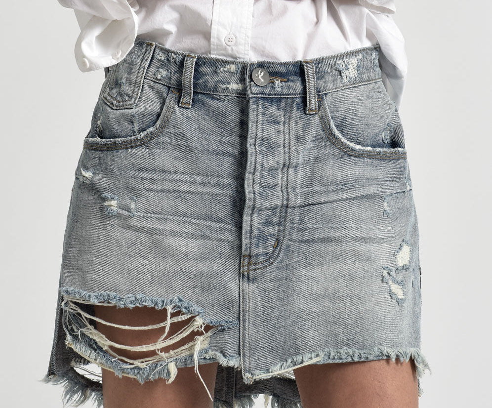 STORM BOY VANGUARD MID RISE RELAXED DENIM MINI SKIRT