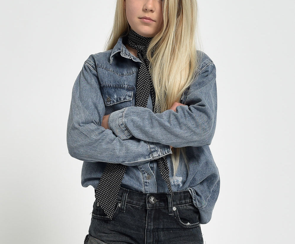 Kids Bandits Low Waist Denim Shorts - Fox Black