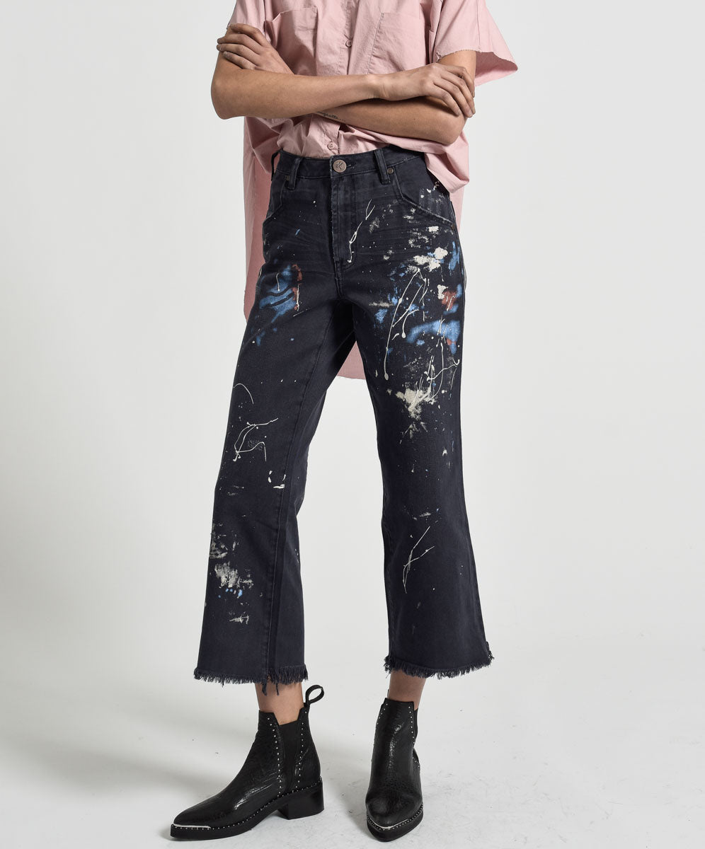 Products Libertines High Waist Cropped Wide Leg Denim Jeans - Midnight Artiste