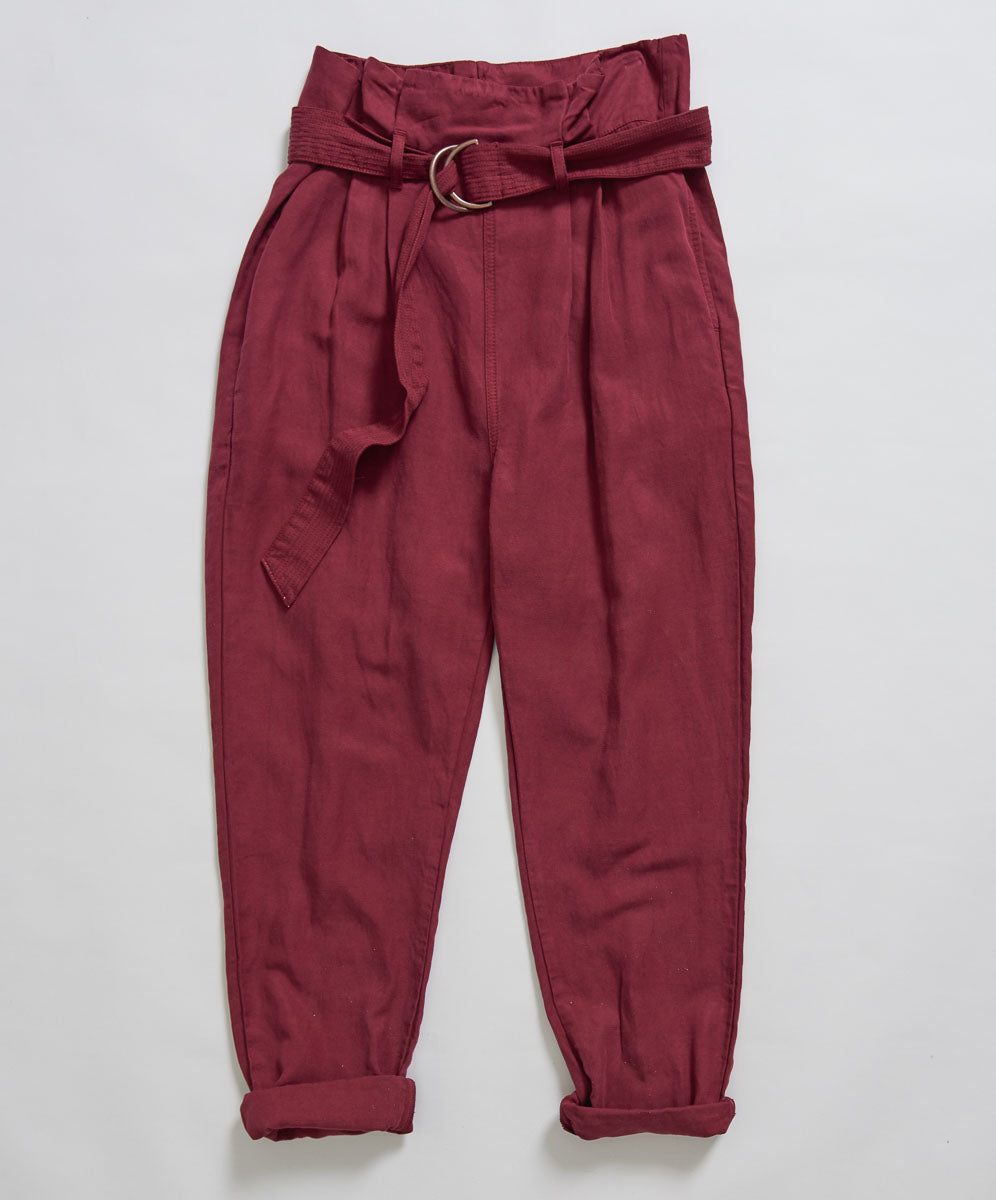 Products OXBLOOD LINEN HIGH WAIST SOHO PANTS