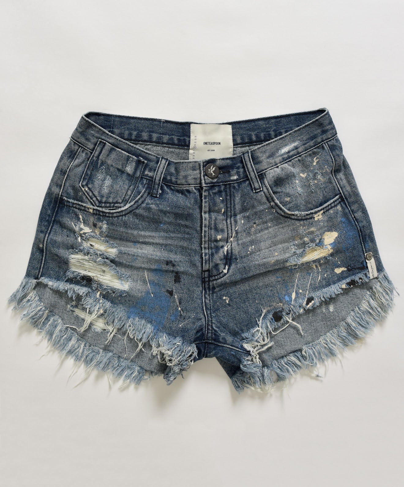 WORN BLUE ARTISTE LE WOLVES MID LENGTH DENIM SHORT