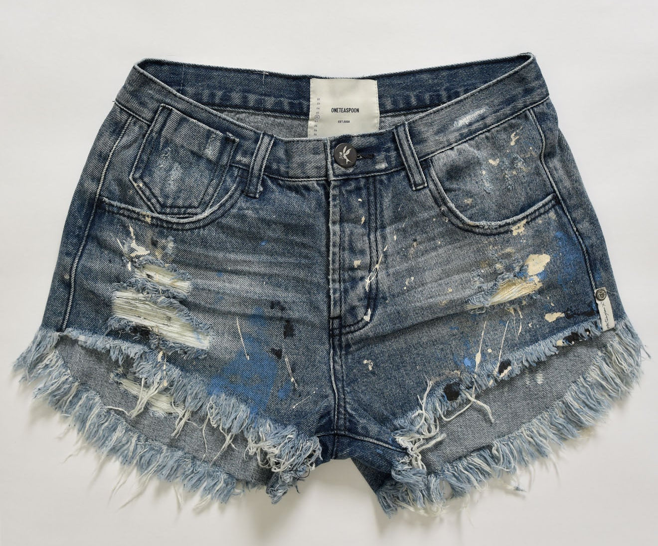 WORN BLUE ARTISTE LE WOLVES MID LENGTH DENIM SHORT