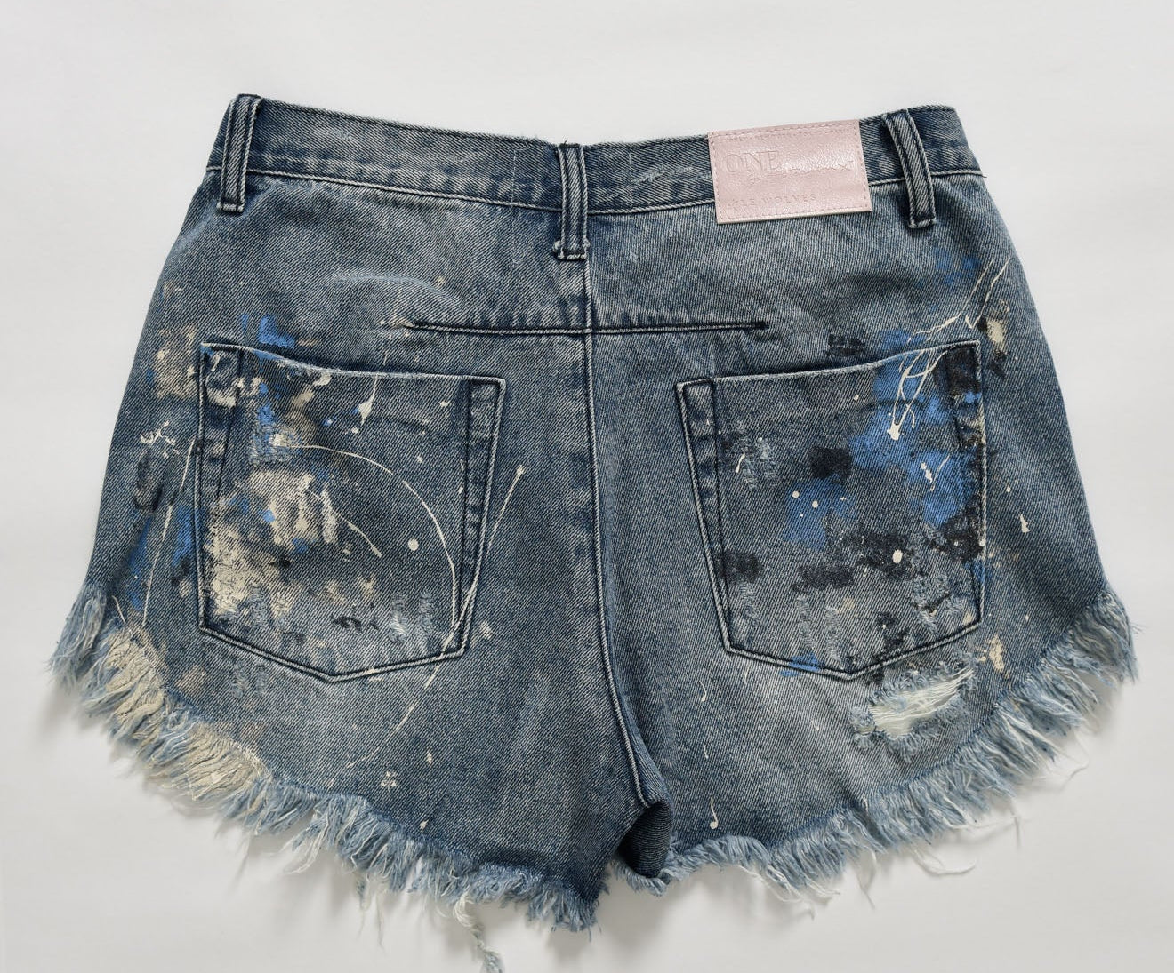 WORN BLUE ARTISTE LE WOLVES MID LENGTH DENIM SHORT