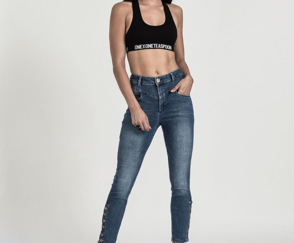 CALI BLUE PREACHERS HIGH WAIST SKINNY JEAN