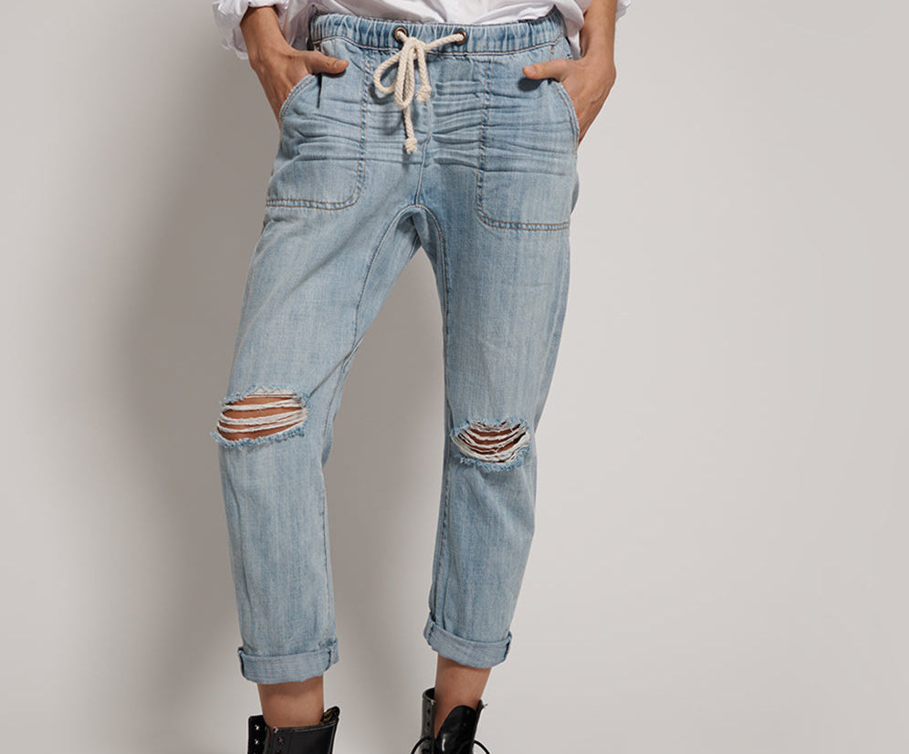 HUSTLER SHABBIES DRAWSTRING BOYFRIEND JEAN