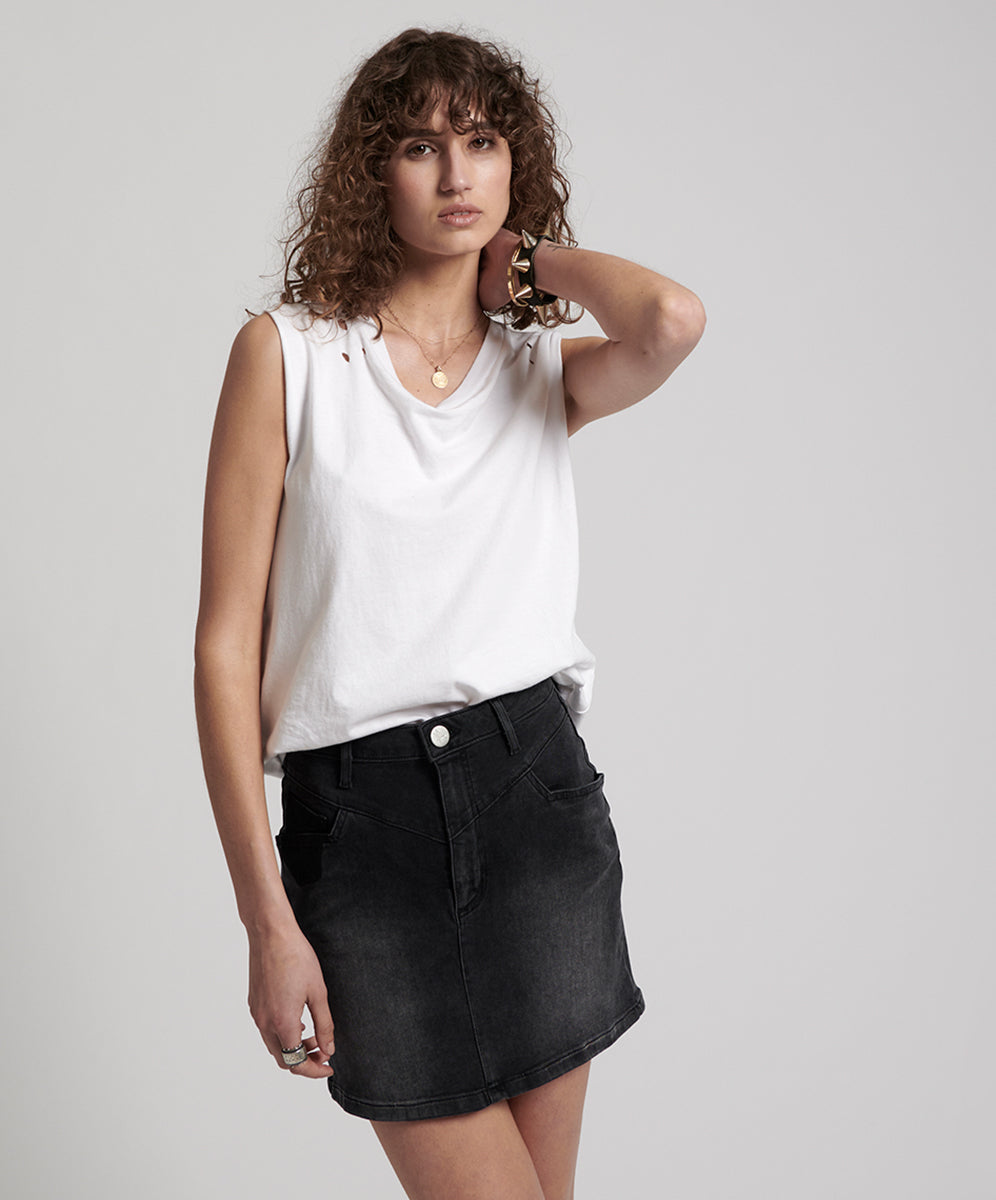 Products BLACK SWAN HIGH WAIST STRETCH PREACHER SKIRT